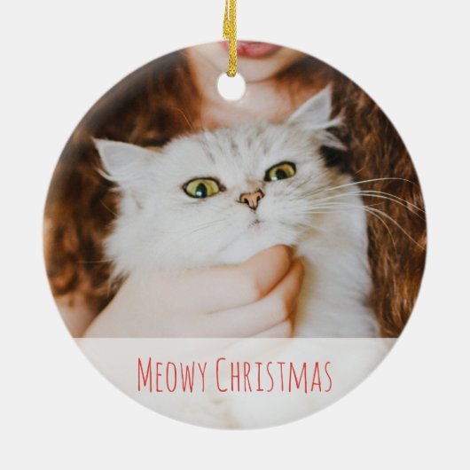 Cute Cat Lover Winter Meowy Kerstmis Keramisch Ornament (Achterkant)