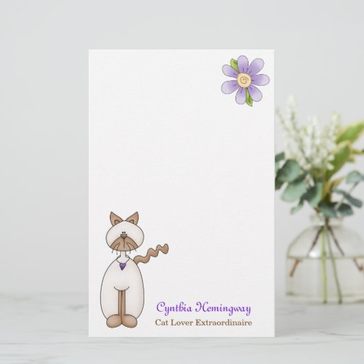 Cute Cat Lovers Custom Stationery Briefpapier (Staand voorkant)