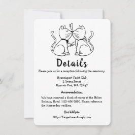 Cute Cat Lovers Kat Black White Wedding Details Kaart