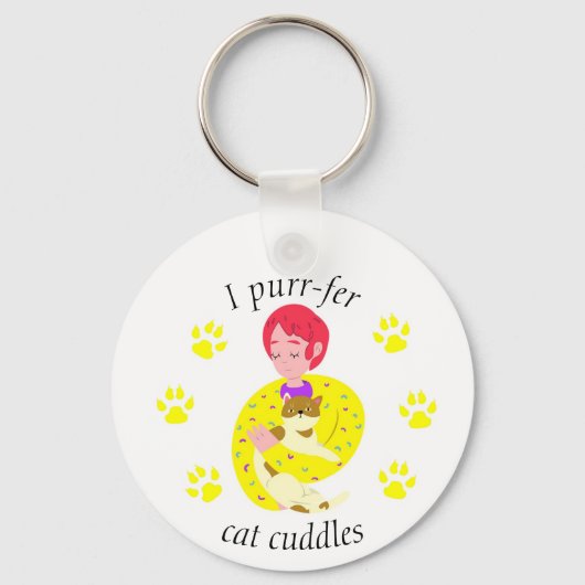 Cute Cat Lovers Purr-fer Cat Cuddles Sleutelhanger (Voorkant)