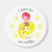 Cute Cat Lovers Spinnende kat Magneet (Voorkant)