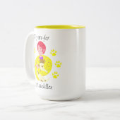 Cute Cat Lovers Spinnende kat Tweekleurige Koffiemok (Voorkant links)