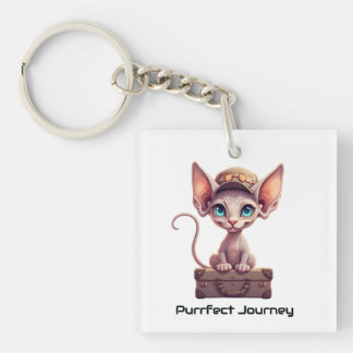 Cute Cat Luggage Tag  Gift for Cat Lovers & Travel Sleutelhanger