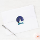 Cute Cat Making a Snowman Kerstsneeuw Wereldbol Vierkante Sticker (Envelop)