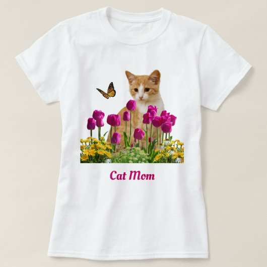Cute Cat mam/Oranje Tabby Cat White T-shirt (Design voorkant)