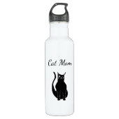 Cute Cat mam Winking Black Kat Cartoon Waterfles (Voorkant)