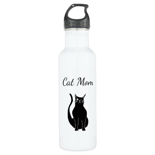 Cute Cat mam Winking Black Kat Cartoon Waterfles (Voorkant)