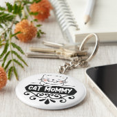 Cute Cat mama dierenvriend Sleutelhanger (Zijkant)