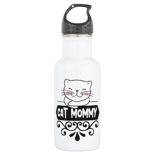 Cute Cat mama dierenvrienden Waterfles (Voorkant)