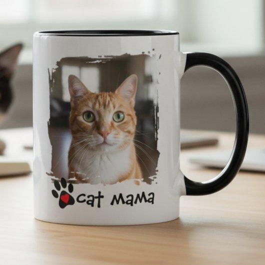 Cute Cat Mama Pet Lover Photo Mug Tweekleurige Koffiemok