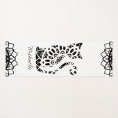 Cute Cat Mandala Name Girly Black Yogamat (Voorkant (horizontaal))