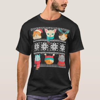 Cute Cat Meow Face Ugly Sweater Kerstmis Ki T-shirt