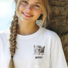 Cute Cat Meow Fake Pocket Watercolor Kids T-shirt