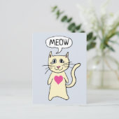 Cute Cat Meow, ik hou van je Briefkaart (Staand voorkant)