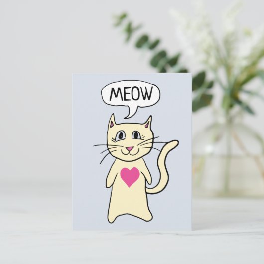 Cute Cat Meow, ik hou van je Briefkaart (Staand voorkant)