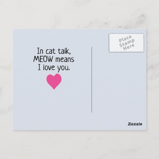 Cute Cat Meow, ik hou van je Briefkaart (Achterkant)