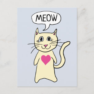 Cute Cat Meow, ik hou van je Briefkaart