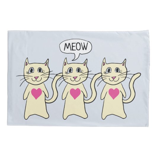 Cute Cat Meow, ik hou van je Kussensloop (Achterkant)