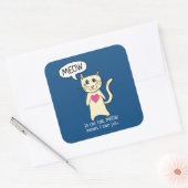 Cute Cat Meow, ik hou van je Vierkante Sticker (Envelop)