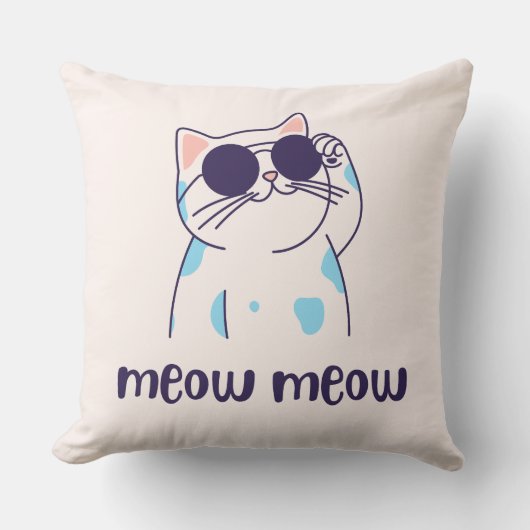 cute cat meow meow pillow kussen (Voorkant)