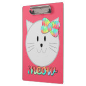 Cute Cat Meow Rainbow Bow Roze Glitter Kat Kinder Klembord (Links)