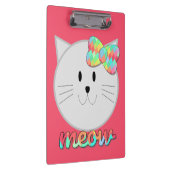 Cute Cat Meow Rainbow Bow Roze Glitter Kat Kinder Klembord (Rechts)