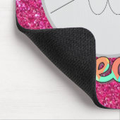 Cute Cat Meow Rainbow Bow Roze Glitter Kat Kinder Muismat (Hoek)