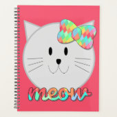 Cute Cat Meow Rainbow Bow Roze Glitter Kat Kinder Planner (Voorkant)