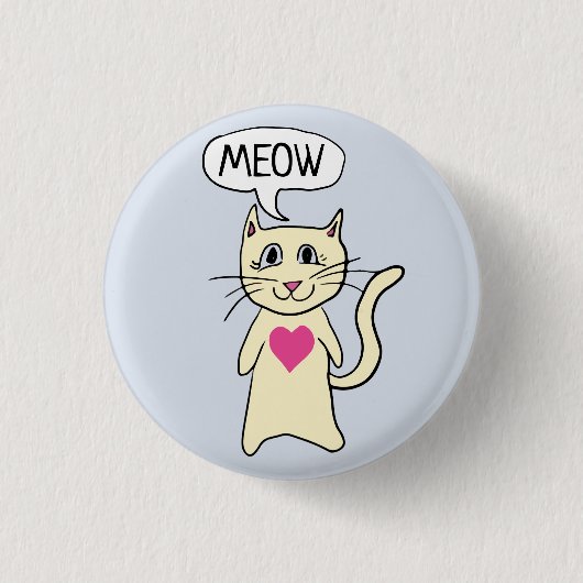 Cute Cat Meow Ronde Button 3,2 Cm (Voorkant)