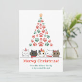 Cute Cat Meowy kerst Feestdagenkaart (Staand voorkant)