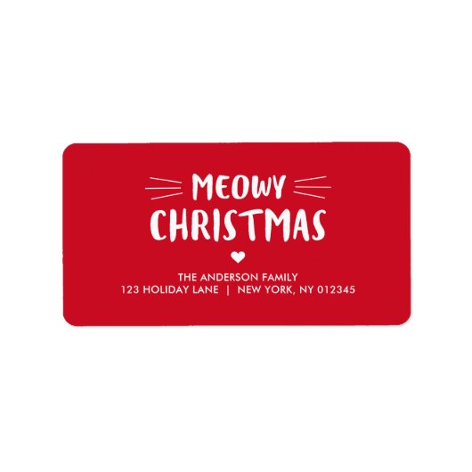 Cute Cat Meowy kerst | Vakantie Etiket (Voorkant)