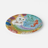 Cute Cat Mermaid Beach Paper Plate Papieren Bordje (Gekanteld)