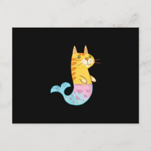 Cute Cat Mermaid Fish die zwemmen in Zee Gift Briefkaart