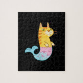 Cute Cat Mermaid Fish die zwemmen in Zee Gift Legpuzzel (Verticaal)
