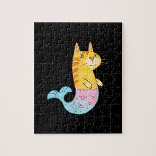 Cute Cat Mermaid Fish die zwemmen in Zee Gift Legpuzzel (Verticaal)