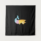Cute Cat Mermaid Fish die zwemmen in Zee Gift Wandkleed (Voorkant (horizontaal))