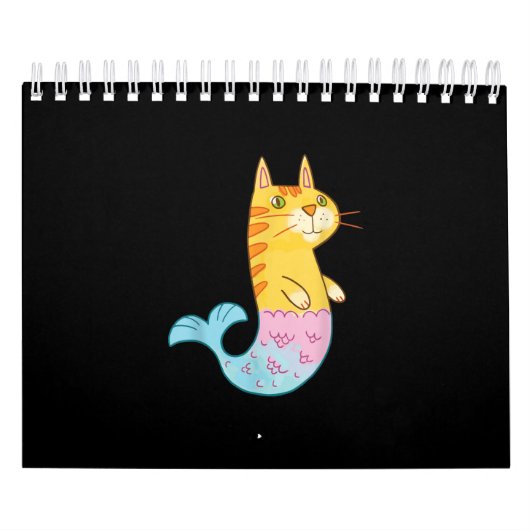 Cute Cat Mermaid Fish die zwemt in Zee Kalender (Hoes)