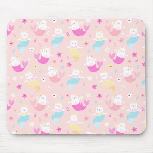 Cute Cat Mermaid Pattern Muismat (Voorkant)