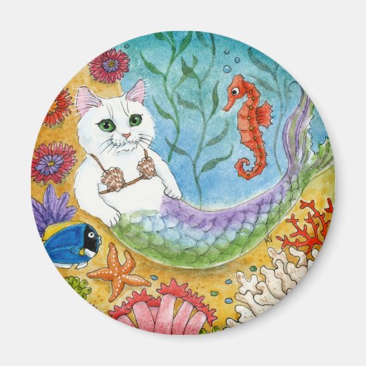 Cute Cat Mermaid Seahorse Underwater magnet (Voorkant)