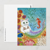 Cute Cat Mermaid Seahorse Zee Glass Beach briefkaa Briefkaart (Voorkant / Achterkant)