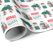 Cute Cat Merry kerst Cadeaupapier (Rol Hoek)