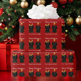 Cute Cat Merry-kerstlampjes, speciaal rood Cadeaupapier