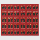 Cute Cat Merry-kerstlampjes, speciaal rood Cadeaupapier (Vlak)