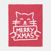 Cute Cat Merry Xmas Fleece Deken (Voorkant)