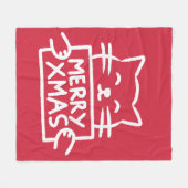Cute Cat Merry Xmas Fleece Deken (Voorkant (Horizontaal))