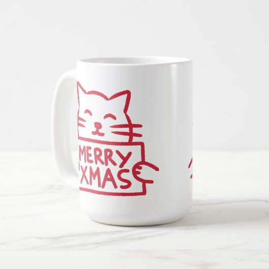 Cute Cat Merry Xmas Koffiemok (Voorkant links)