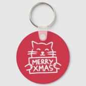 Cute Cat Merry Xmas Sleutelhanger (Voorkant)
