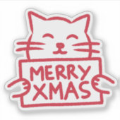 Cute Cat Merry Xmas Sticker (Voorkant)