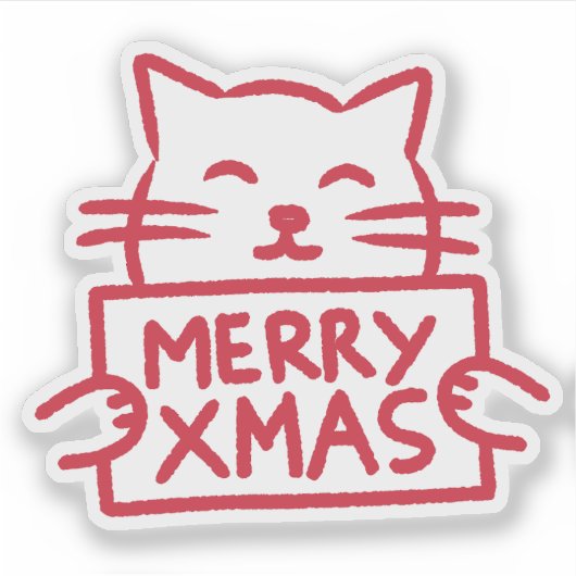 Cute Cat Merry Xmas Sticker (Voorkant)