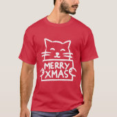 Cute Cat Merry Xmas T-shirt (Voorkant)